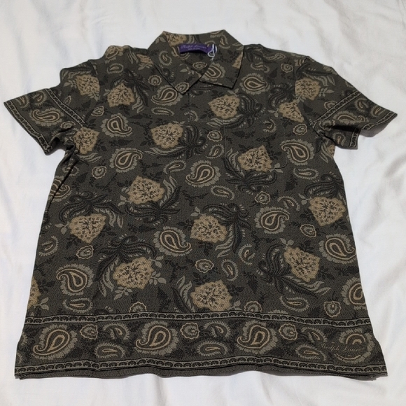 Ralph Lauren Black and Tan Casual Button Down Shirt